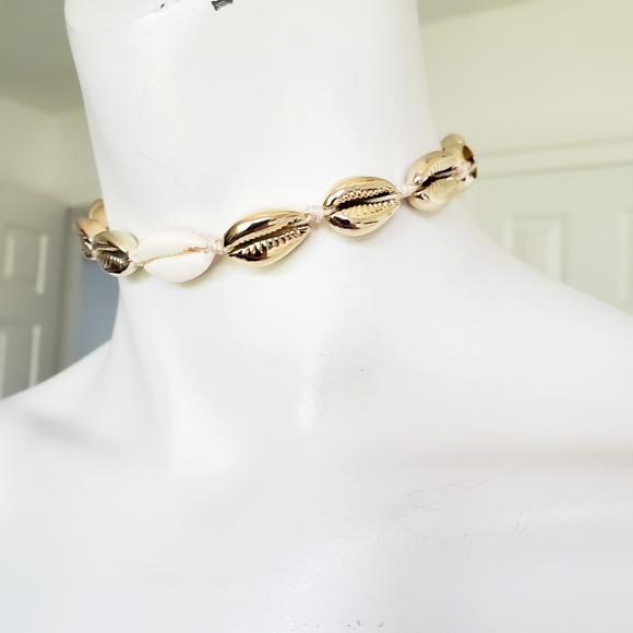 Boho Cowrie Shell Choker Strand Necklace Gold - Picture 6 of 11